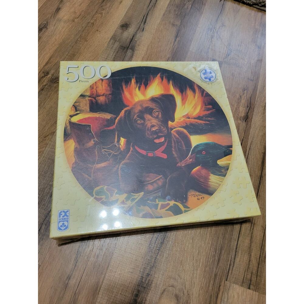 Chocolate Labrador Dog Fireplace Linda Picken Art FX Schmid 500 puzzle Germany